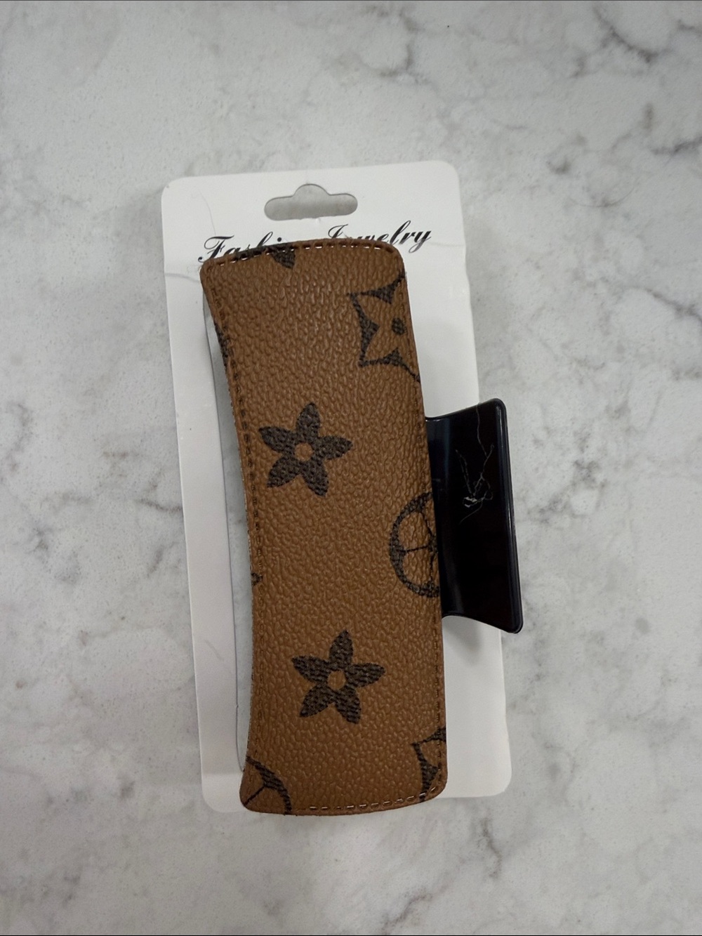 Brown Floral Pattern Hair Claw Clip